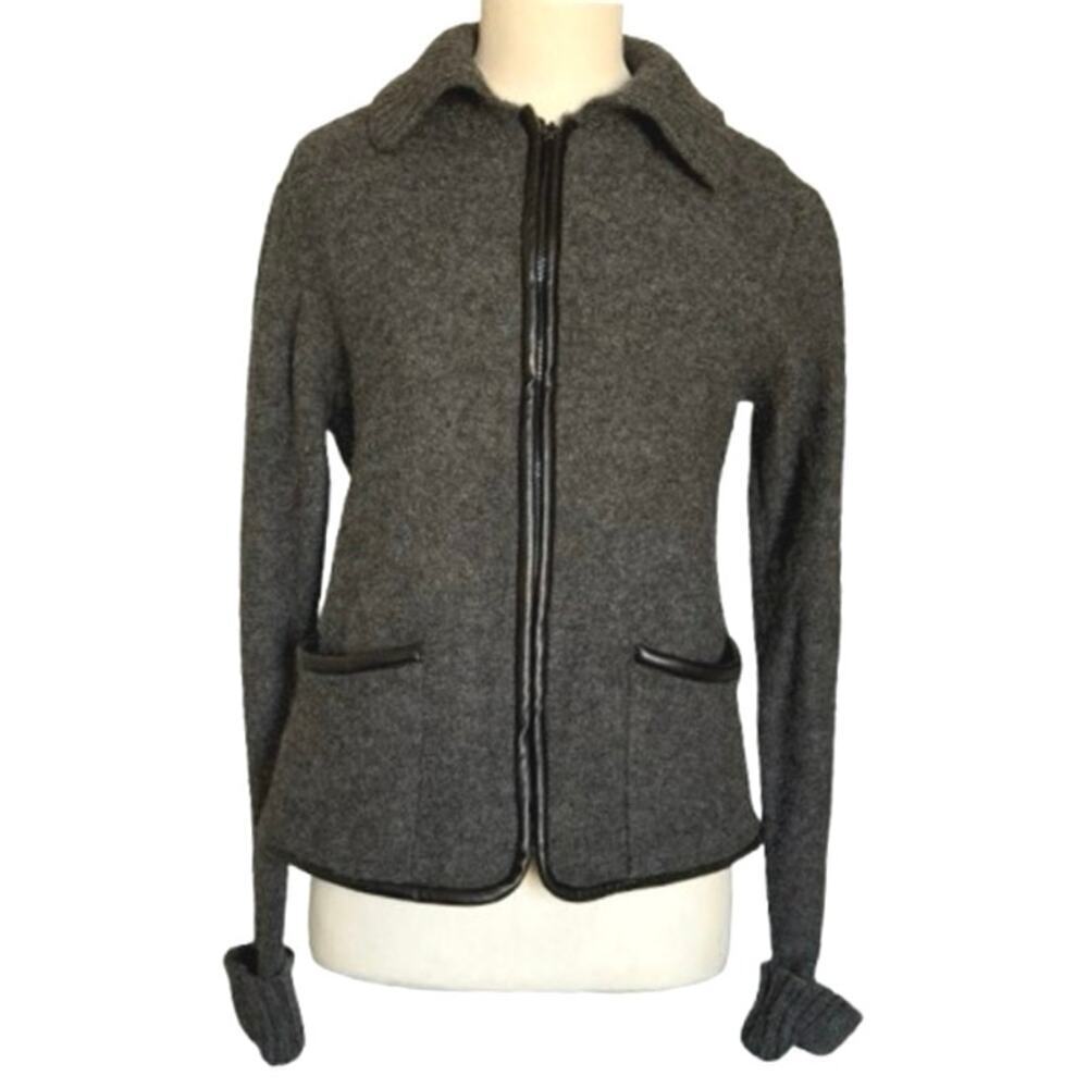 VTG Wondrawool by Knitting Needles Gray Wool Cardigan Sweater Women’s Size S